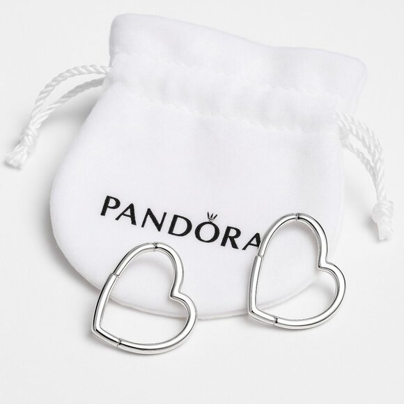 Pandora Silver Heart Earrings - Picture 1 of 4